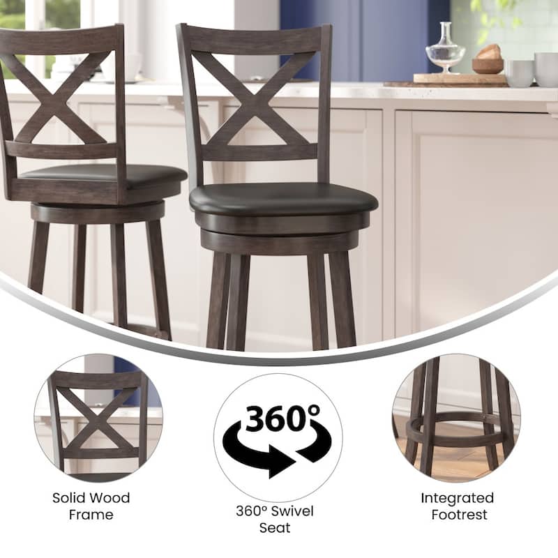 Commercial Wooden Swivel Upholstered Bar Stool