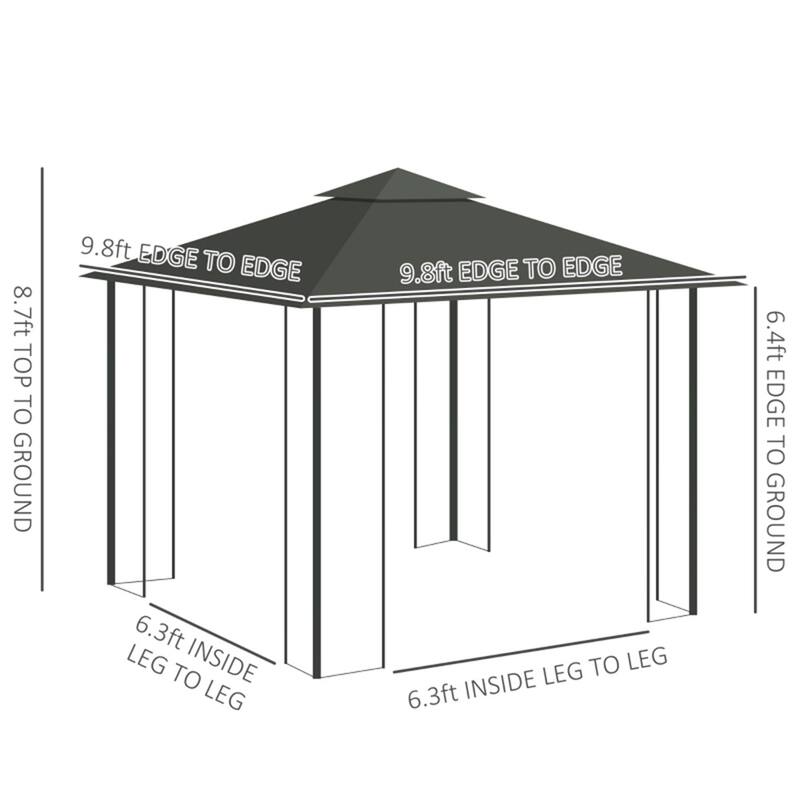 10x10 ft Outdoor Party Gazebo with Reinforced Corners and Mesh Sidewalls and UV Sun Protection - 9.8' L x 9.8' W x 9.2' H