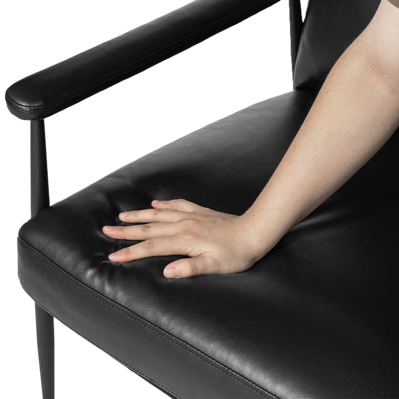 Glitzhome Set of 2 33.75"W Leatherette Armchairs With High Back and Padded Arms - 33.75" W x 39.5" H x 28" D