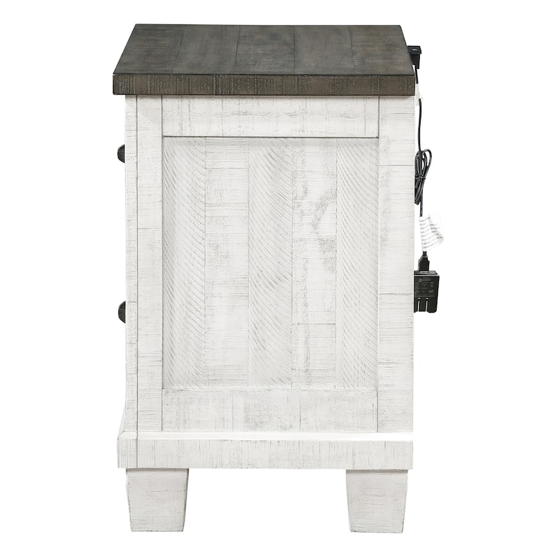 Jarrett Distressed White and Grey 2-Drawer Nightstand