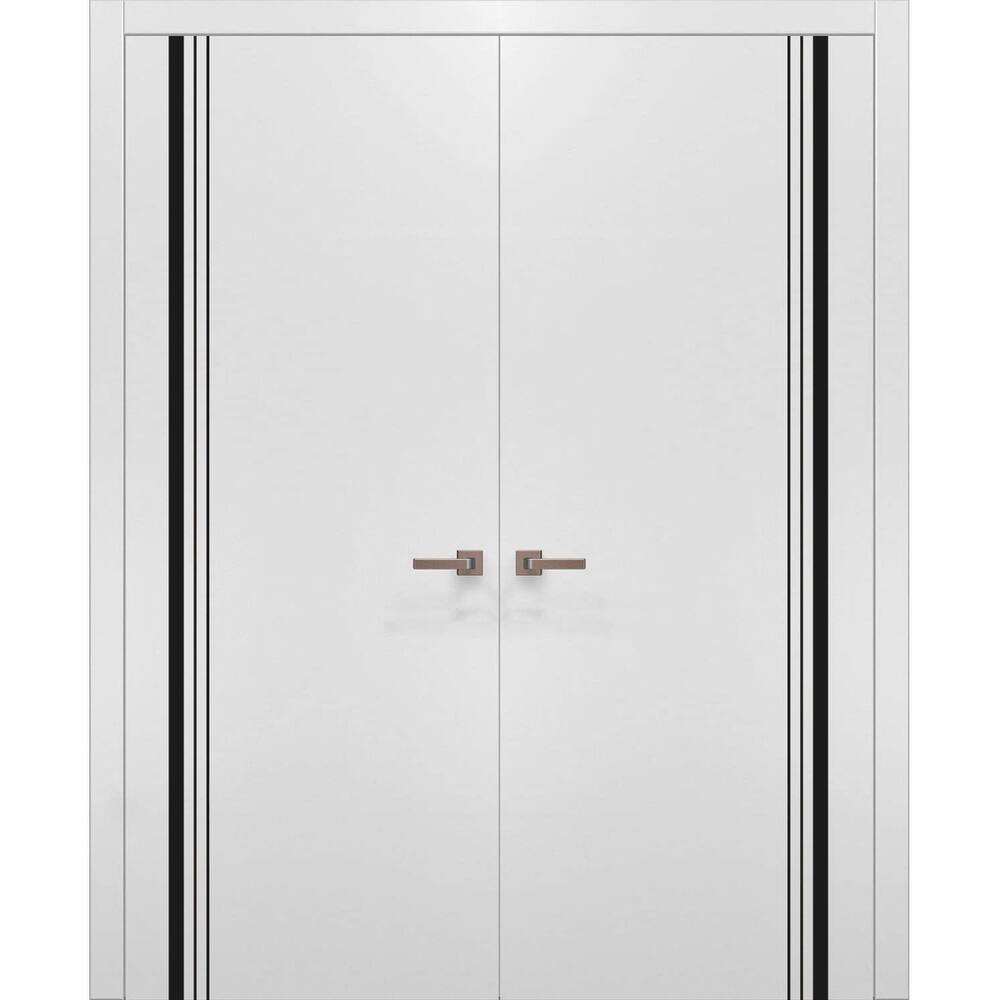 Solid French Double Doors 36 x 80 Planum 0011 White Silk with