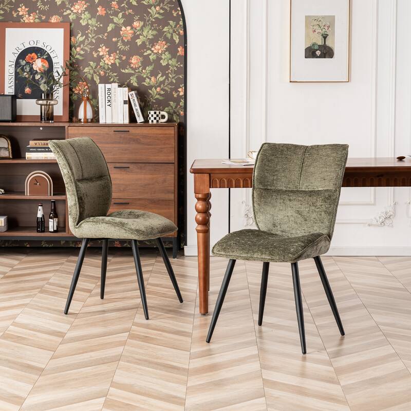 Fabric Upholstered High Back Dining Chairs Set of 2