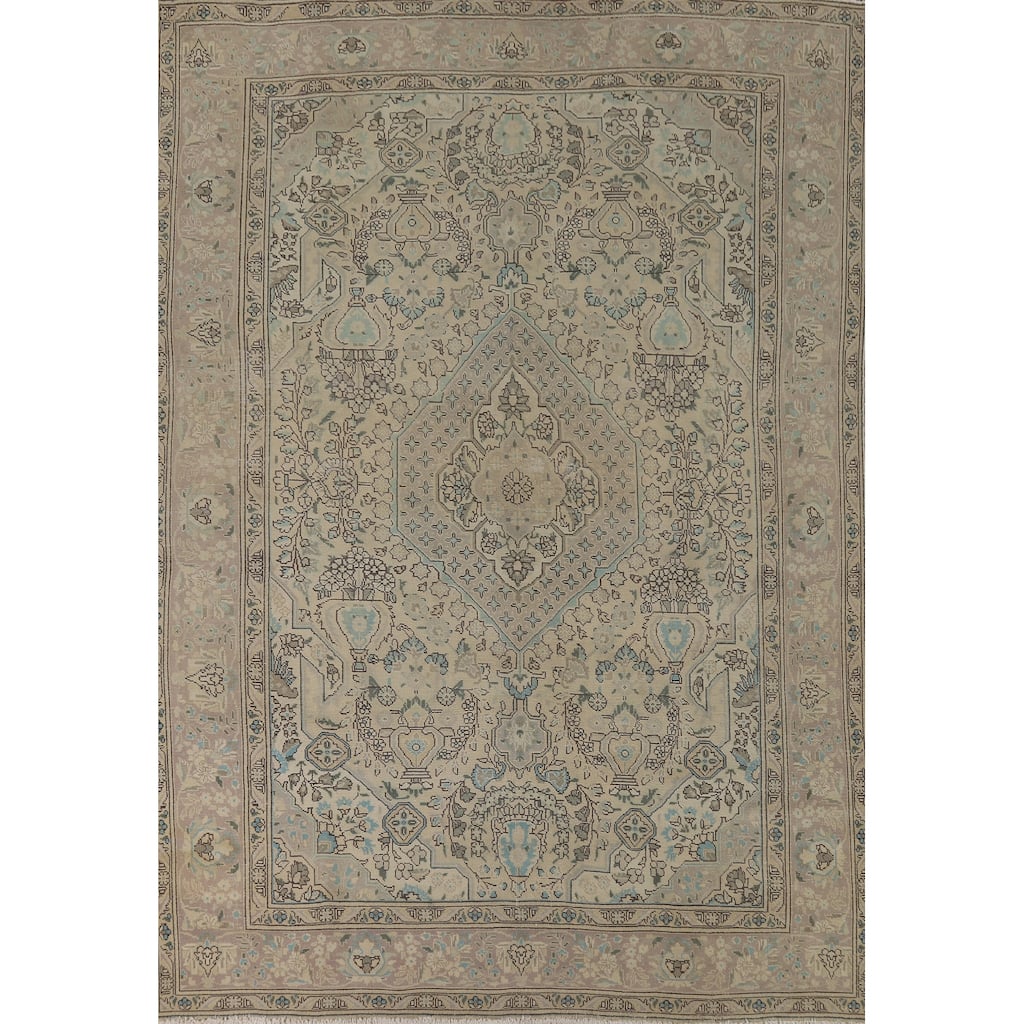 Tabriz Vintage Persian Area Rug Handmade Traditional Wool Carpet - 8'3" x 11'2"