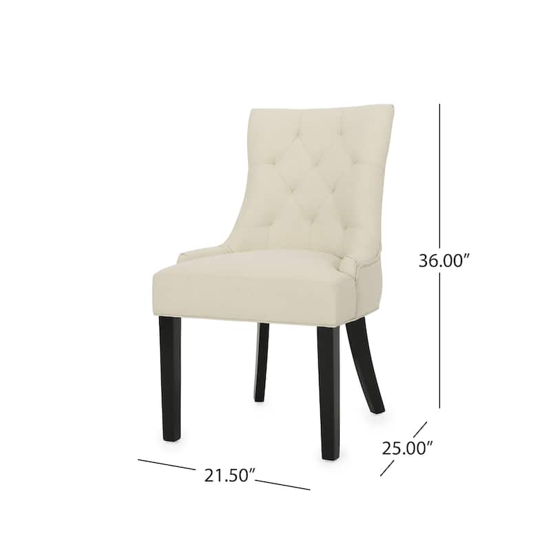 Modern Set of 2 Dining Chairs with Tufted Diamond-Stitched Backrest, Padded Seat, Solid Wood Legs for Dining Room, Living Room