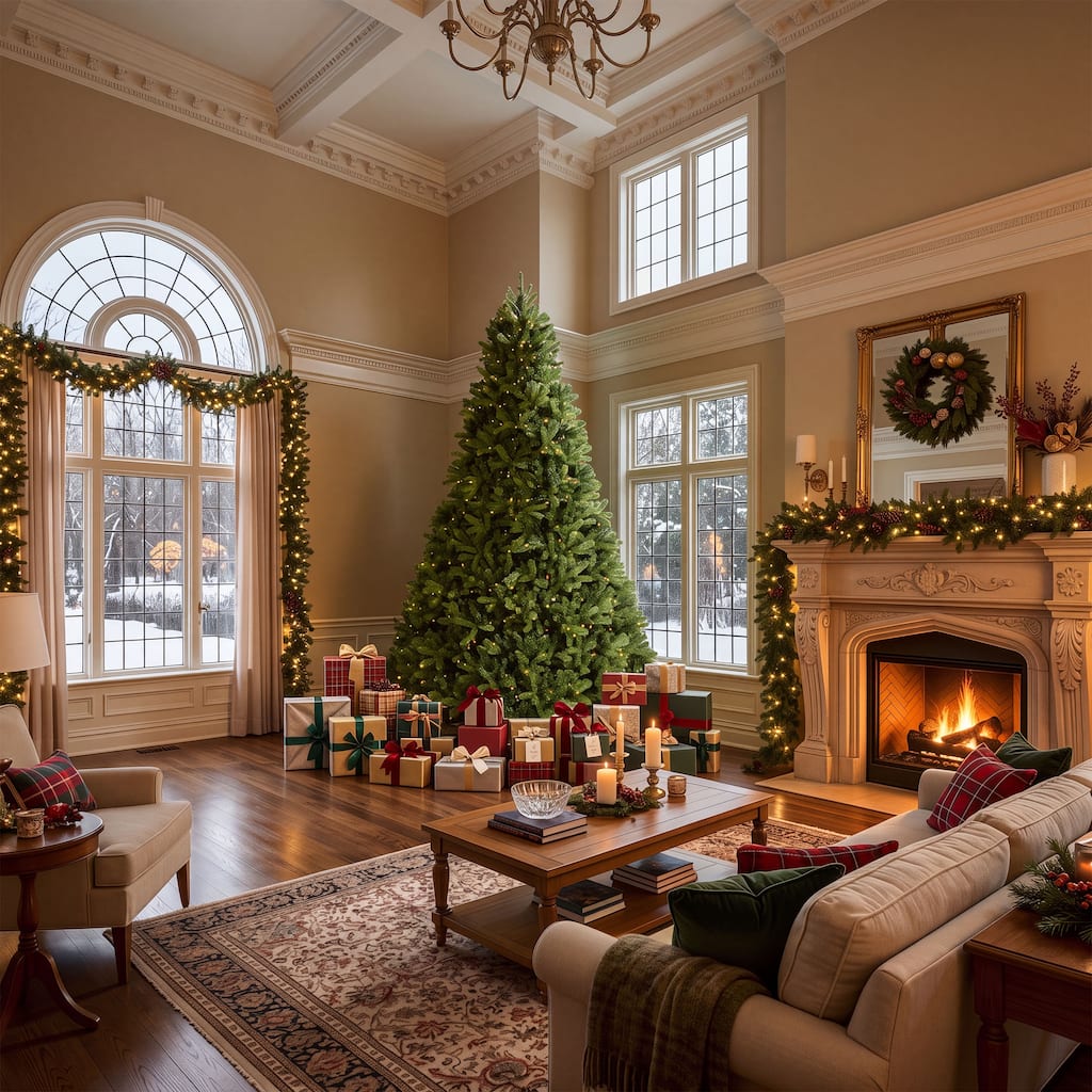 National Tree Company 7.5 ft. Feel-Real® Downswept Douglas® Fir Hinged Tree with 750 Dual Color® LED Lights