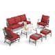 MAISON ARTS 6/7-Piece Patio Conversation Sets, Sofa Set with 2/4 x Single Chairs, 1 x 3-seater Sofa and Coffee Table/Ottomans