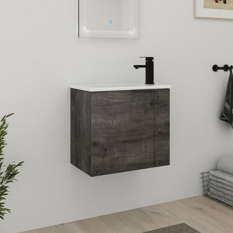 Bathroom Vanity With Sink In 22 Inch, Floating Bathroom Vanity With Soft Close Door