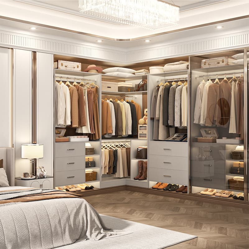 Cimly Set of 3 Freestanding Corner Closet System, Space-saving Closet Organizer for Walk-in/ Reach-in Closet
