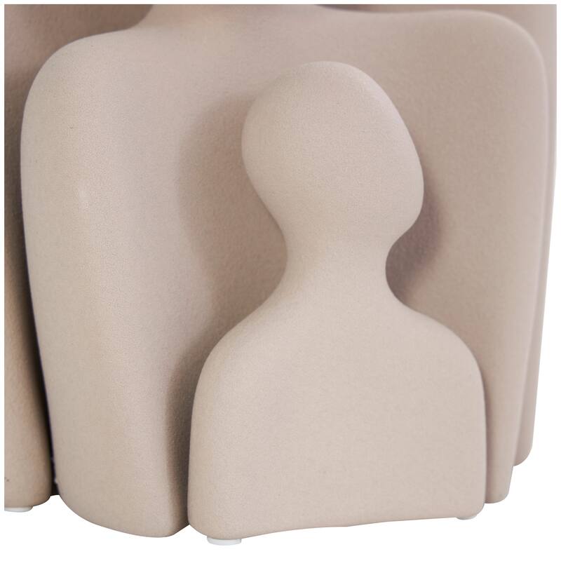 Cream Ceramic Nesting Family People Decorative Sculpture (Set of 3)