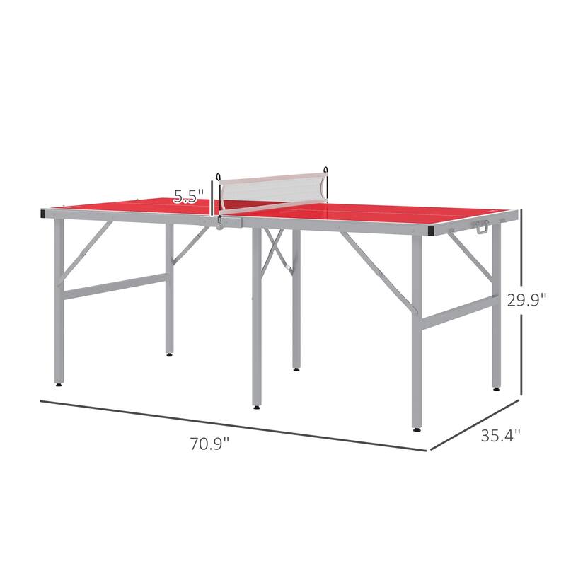 Foldable Mini Ping Pong Table with Adjustable Feet