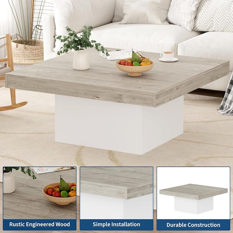 35 inch Coffee Table with Led Lights for Home Office, Apartment - N/A