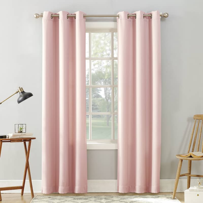 No. 918 Sora Casual Textured Grommet Curtain Panel, Single Panel - 40 x 63 - Blush