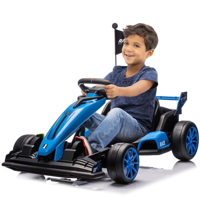 24V Electric Drift Kart for Kids - Blue