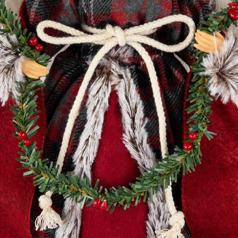 16" Red and Plaid Angel Christmas Tree Topper, Unlit