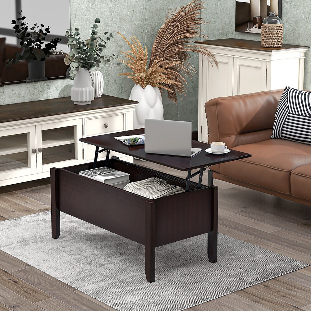 Lift Top Storage Coffee Table Trunk Wood Living Room Furniture Modern Accent New 