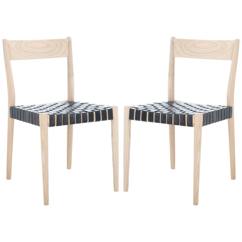 SAFAVIEH Myrle Leather Dining Room Chair (Set of 2) - 18.5" W x 20" L x 31.5" H - 19Wx20Dx32H