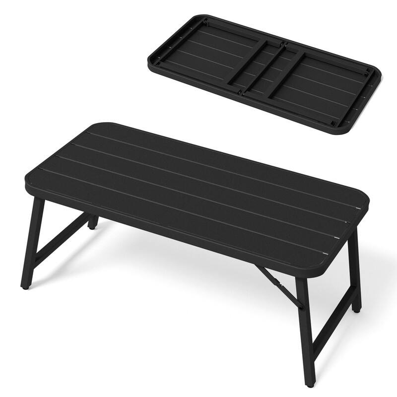 36 in. Folding Rectangle Metal Table,Outdoor Portable Picnic Table