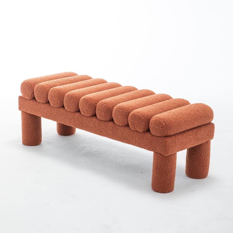 SEYNAR Modern Teddy Velvet Upholstered Rentangle Ottoman