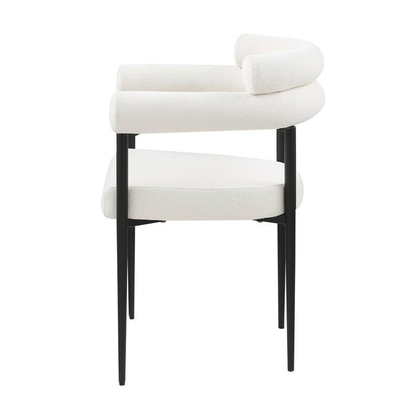 Mid-Century Modern Upholstered Dining Chairs with Metal Legs Set of 2