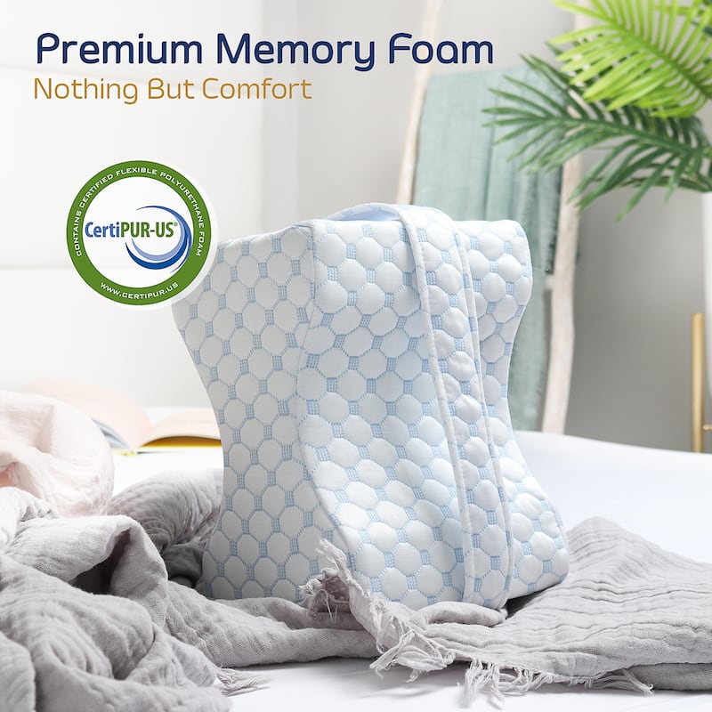 Nestl Knee Pillow with Cooling Cover and Adjustable Strap - Comfy Pillow Between or Under Legs for Side Sleepers
