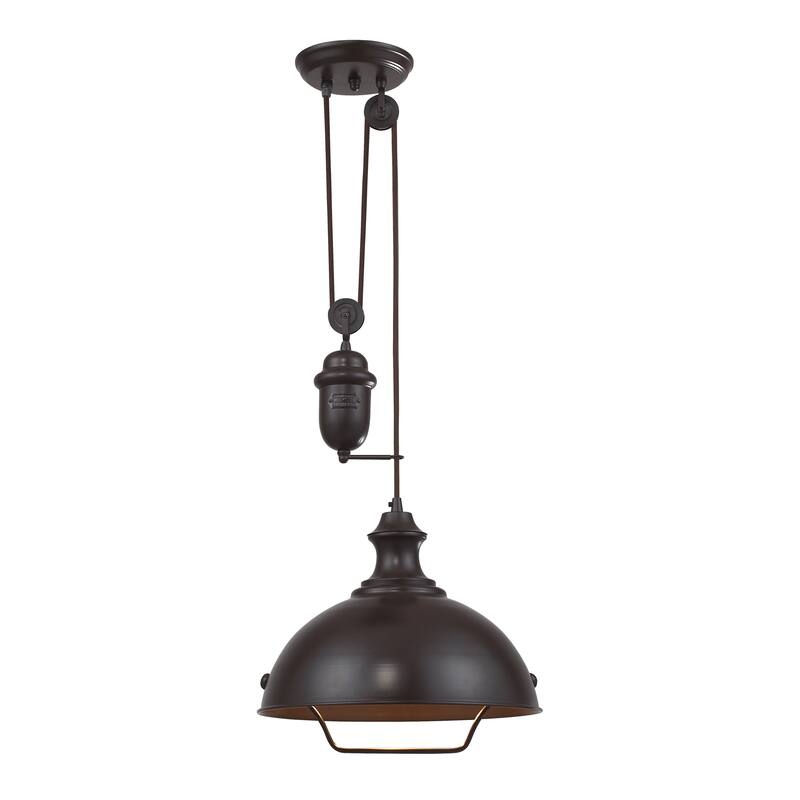 Elk Home Farmhouse Oil Rubbed Bronze Finish With Metal Shade Pendant