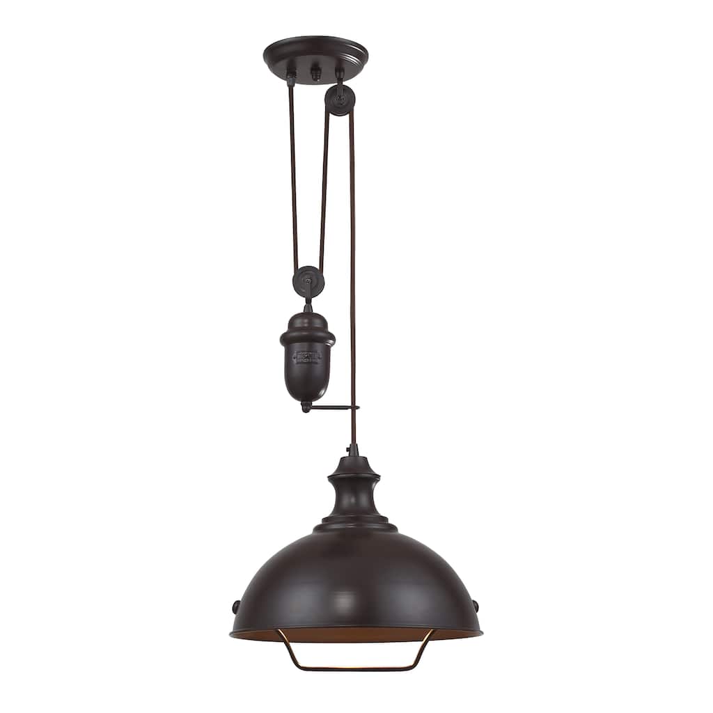 Elk Home Farmhouse Oil Rubbed Bronze Finish With Metal Shade Pendant