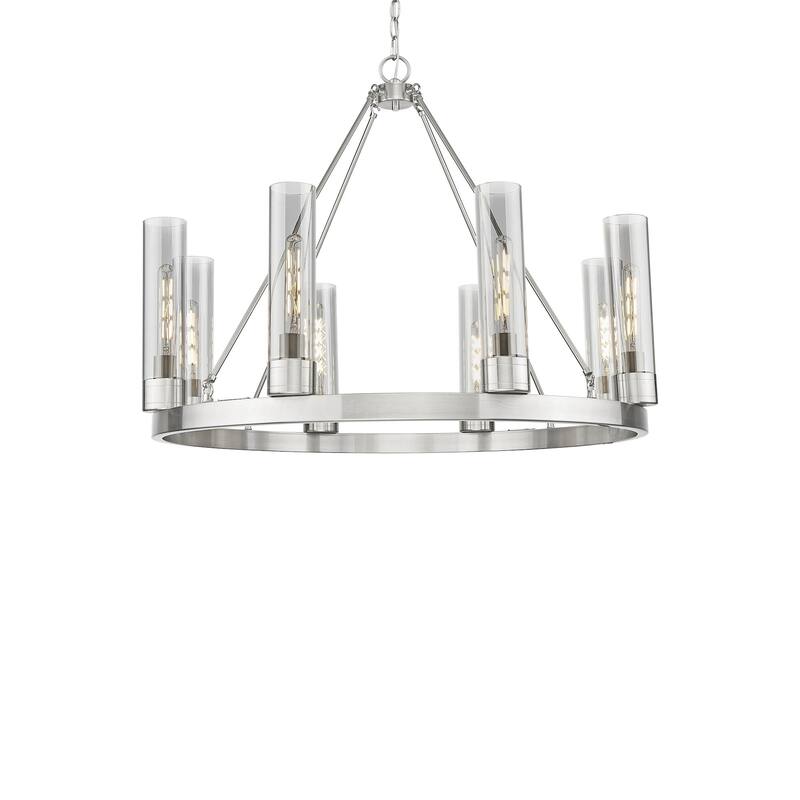 Innovations Lighting 617-8CR-28-36 Boreas Chandelier Boreas 8 Light - Satin Nickel / Light Smoke