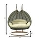 preview thumbnail 35 of 128, LeisureMod Modern 2-Person Egg Hanging Swing Chair with Beige Wicker, Oxford Fabric Cover, Patio Hammock Lounger and Cushions