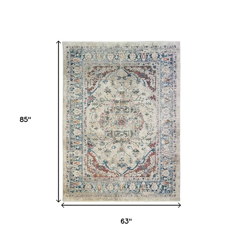 Cele Distressed Traditional Stain Resistant Woven with Fringe Area Rug By HomeRoots
