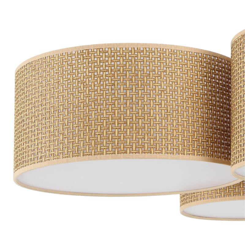 GetLedel Hand Woven Drum Flush Mount Ceiling Light