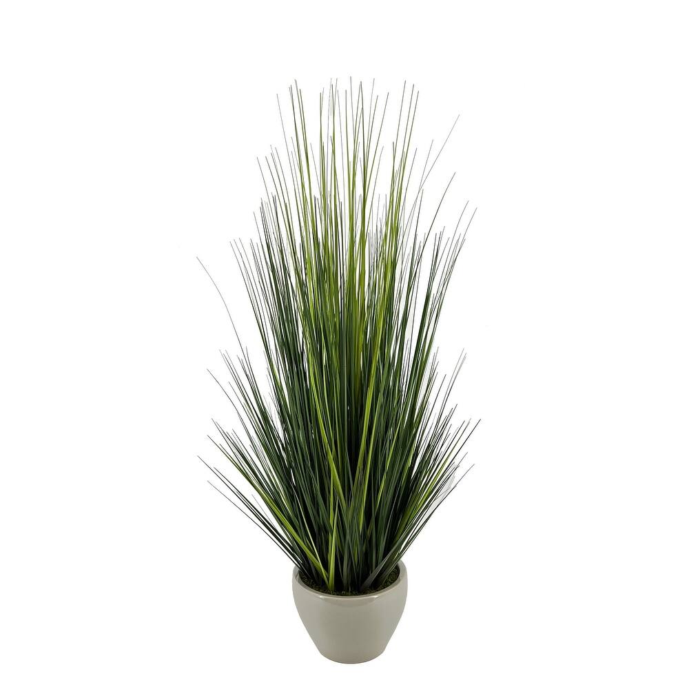 Faux 42" PVC Grass in Fishbowl Ceramic Vase