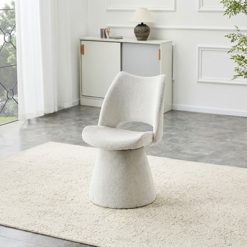 Modern Hollow Back Chenille Accent Chair with Metal Base for living room(One-Pack)
