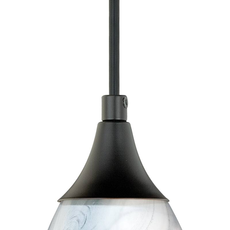 Mini Pendant Light - Bronze Ceiling Light, Marble Glass Shade, Adjustable Height, Kitchen Island Lighting - 9.75