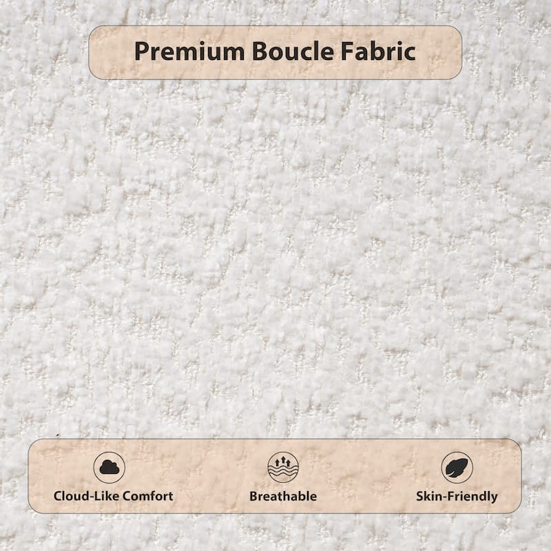 Christopher Knight Home - Verdes Modern Soft Boucle Upholstered Platform Bed with Solid Wood Legs, Trim & Padded Headboard