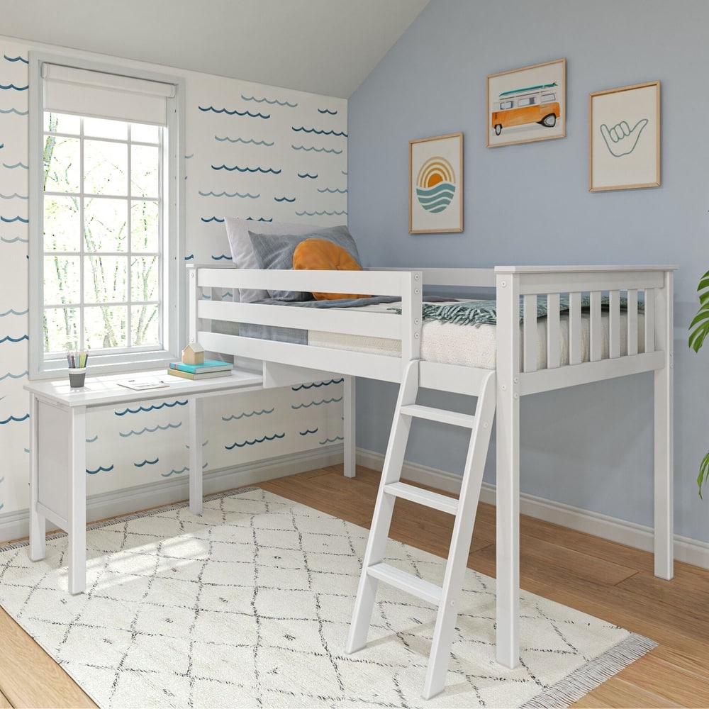 Max and Lily Twin-Size Low Loft with Pull-Out Desk