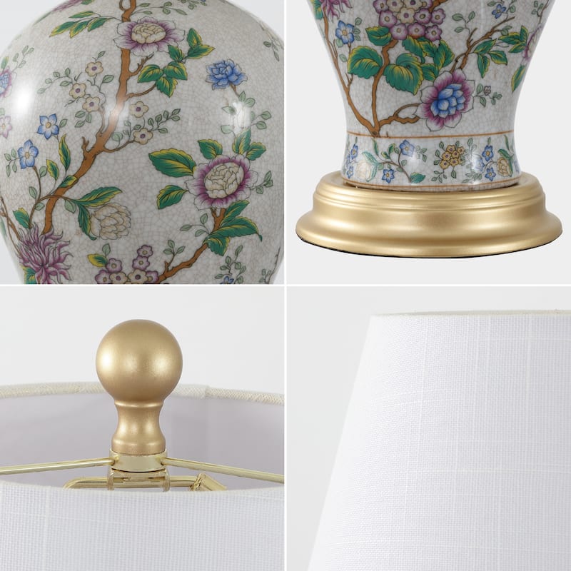 Grace 24" Floral LED Table Lamp, Multi/Brass by JONATHAN Y