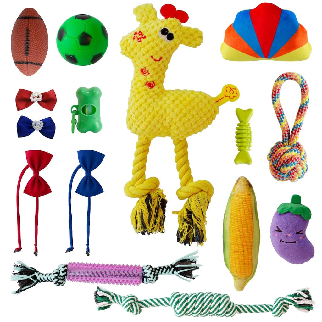 15 Pack Colorful Dog Chew Toys for Teething, Pet Rope Toy Fun Interactive Dog Toys - N/A