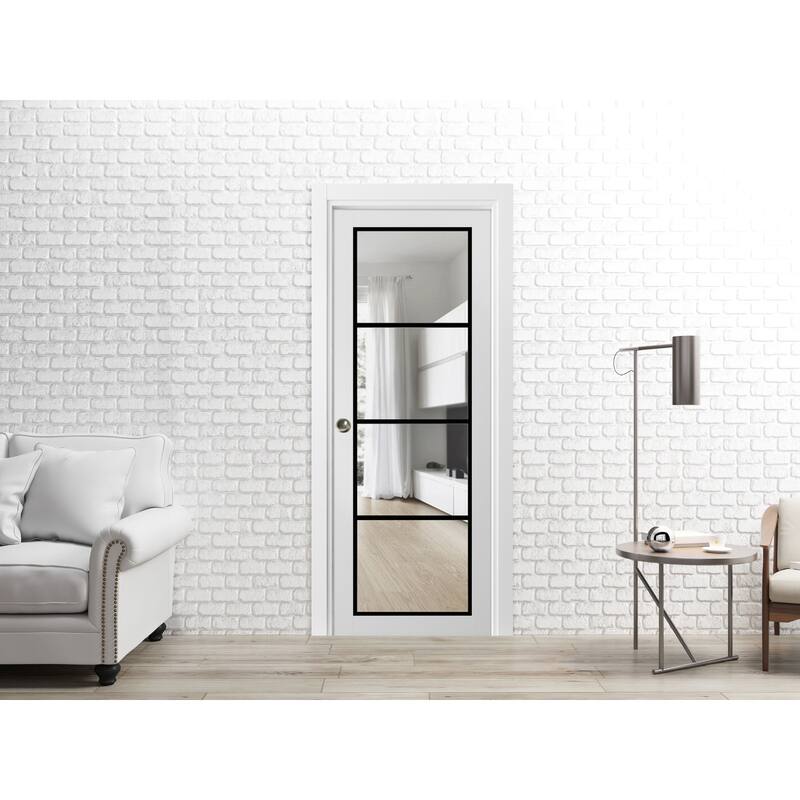 French Pocket Door 18x80 Lucia 2466 White Silk Kit Trims Rail