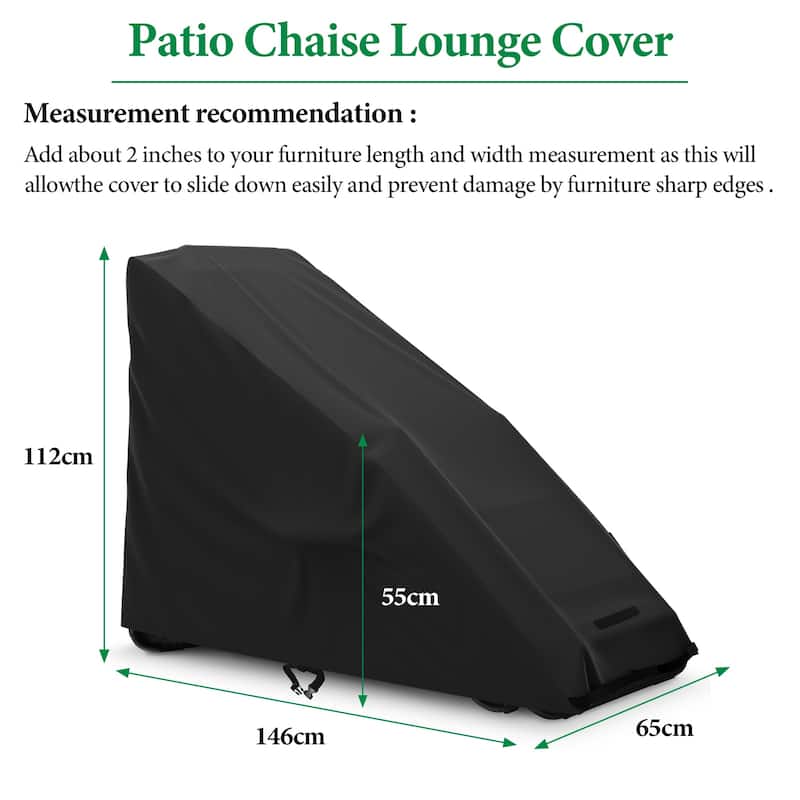 Collapsible Lounge Chair Cover - 400D Oxford Fabric with PU Coating, Waterproof & Dustproof, 58"L x 26"W x 44"H