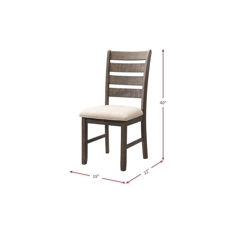 Ladder Back Dining Chairs Set - Rustic Cherry Finish, Cream Seat - HomeStock - 40