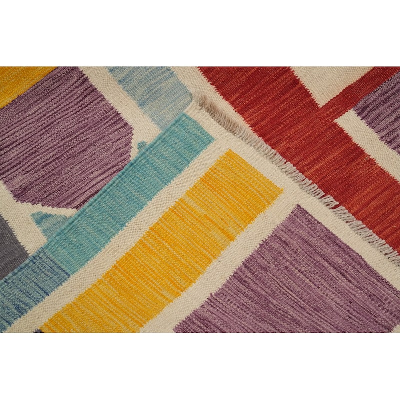 Hand Woven Oriental 100% Wool Carpet Southwestern Tribal Multi-Colored Kilim Area Rug - 10' 0'' X 8' 5''