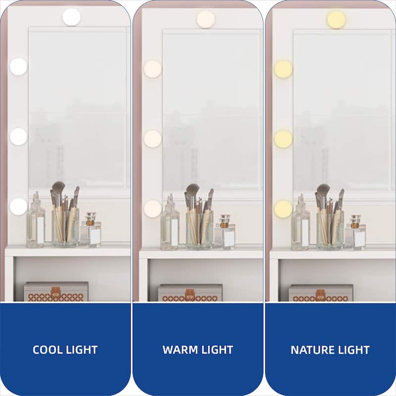 Vanity Desk Makeup Table Light Strip Mirror Dressing - 35.4"L x 15.7"W x 53.5"H