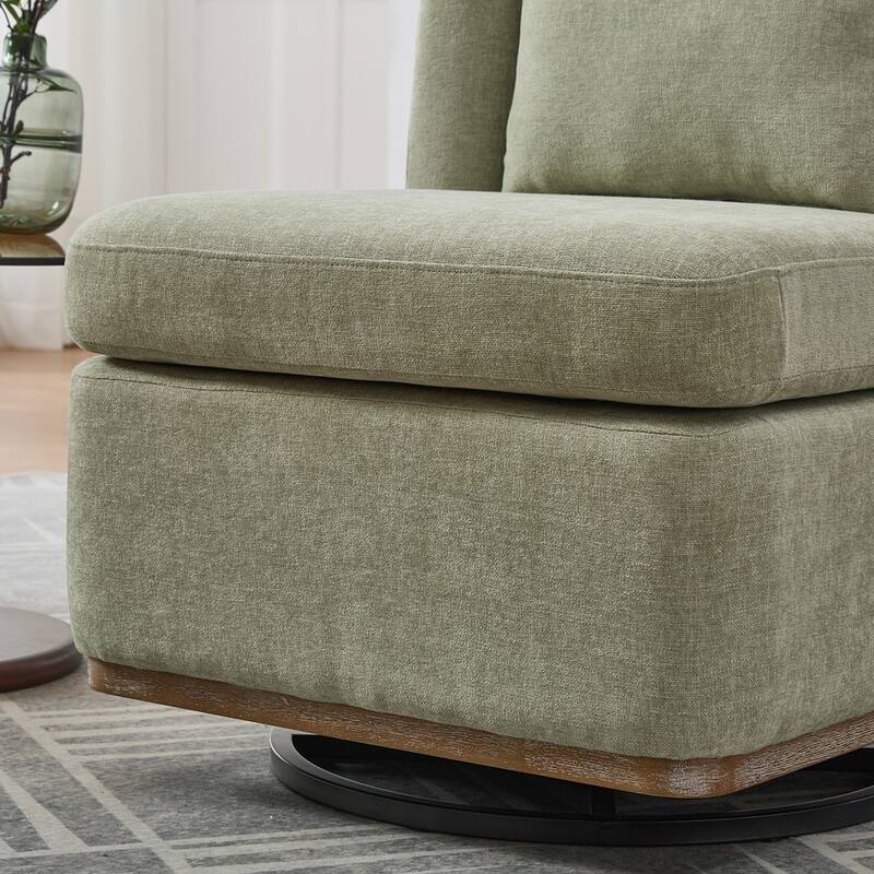 25.2 "Wide Modern Chenille Cushioned Armless Metal Base 360°Swivel Chair