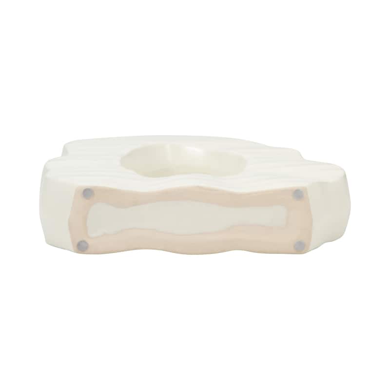 Sagebrook Home Ivory Ribbed Ceramic Open-cut Vase, Elegant Home Decor, Classic ivory palette for an elegant touch