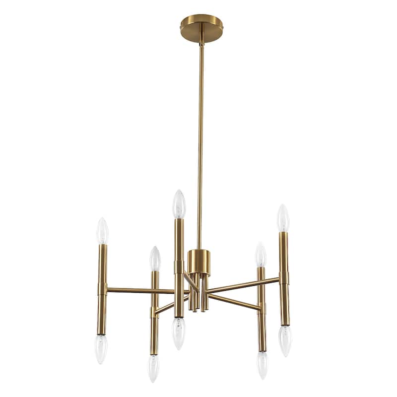 10 - Light Modern candle Chandelier with Adjustable Height, Sleek Linear Design for Dining Room, Living Room