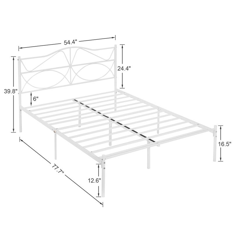 Javlergo Metal Platform Bed Frame with Elegant Headboard, Heavy Duty Steel Slats Support/No Box Spring Needed