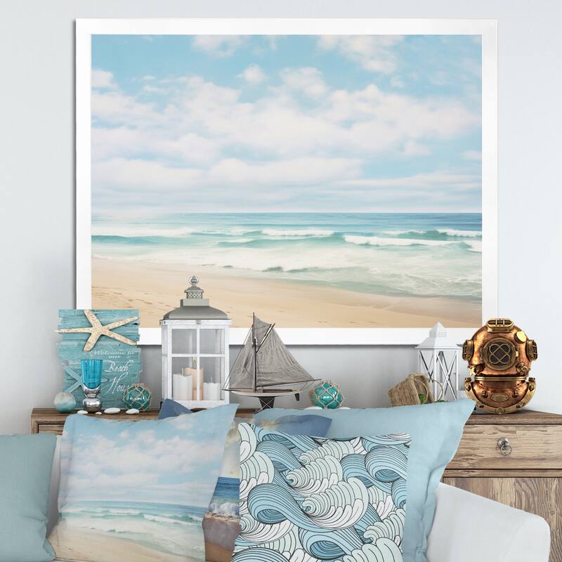 Designart "Beach Photo Coastal Tranquility III" Nautical & Beach Framed Canvas Prints