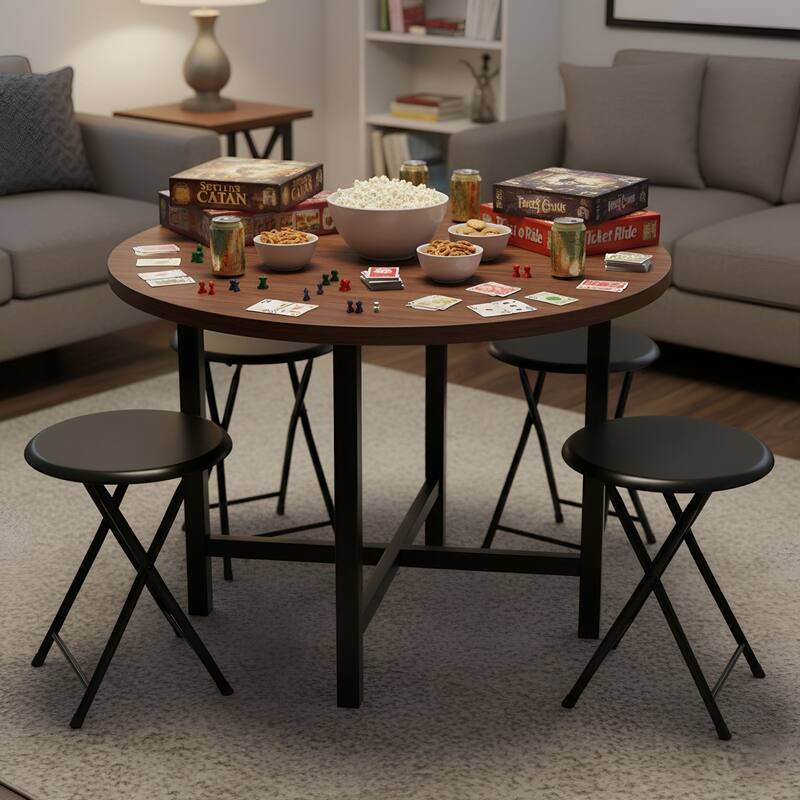 Lavish Home 18-Inch Folding Stool, Black - Set of 4