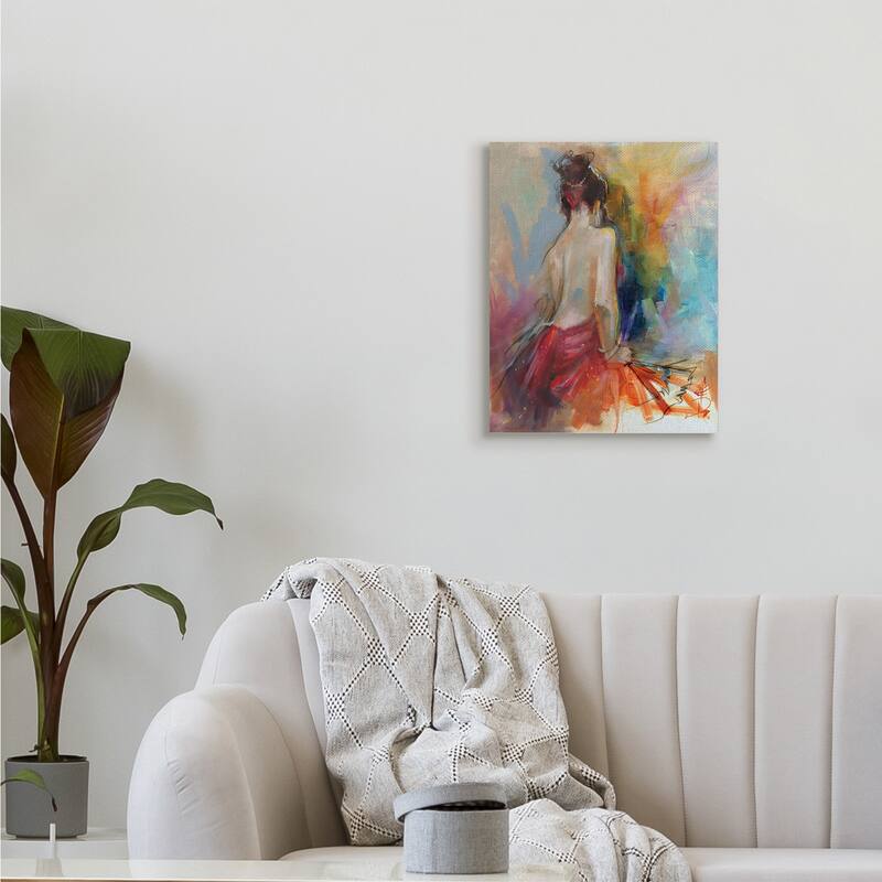 Stupell Contemporary Female Pose Energetic Brush Strokes Canvas Wall Art - Multi-Color