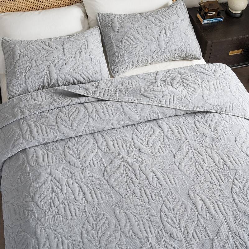 Wholelinens Stonewashed 3 Piece Cotton Bedspread Reversible Quilt Set
